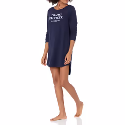 Tommy Hilfiger womens Long Sleeve Graphic Sleep Shirt Pajama Top Peac