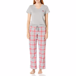 Tommy Hilfiger womens Short Sleeve Printed Sleep Shirt Pajama Top Tos