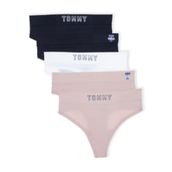 Tommy Hilfiger Women's Thong  5-Pack  BB/BB/BW/BK/BLK