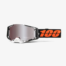 100% Armega Goggle Blacktail winter sport goggles Black, White Unisex Mirror, Silver Cylindrical(flat) lens