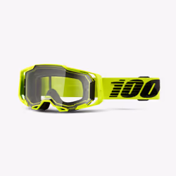 100% Armega Goggle, Single lens, Yellow, Unisex, Cylindrical(flat) lens, Polycarbonate, Black, Yellow