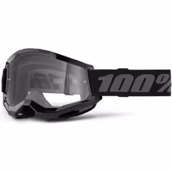 100% Strata 2 Essential Motocross Goggles, black-grey for Men