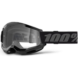 100% Strata 2 Essential Motocross Goggles, black-grey for Men