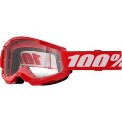 100% Strata 2 Essential Motocross Goggles, white-red for Men