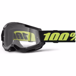 100% Strata 2 Essential Motocross Goggles, black-yellow for Men