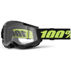 100% Strata 2 Essential Motocross Goggles, black-yellow for Men
