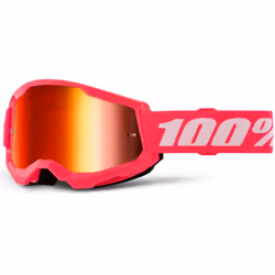 100% Strata 2 Essential Chrome Motocross Goggles, white-pink for Men