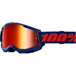 100% Strata 2 Essential Chrome Motocross Goggles, red-blue for Men
