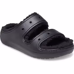 ) Crocs Classic Cozzzy Thermoplastic Women's Black Sandals - Black, 5 (Adults'
