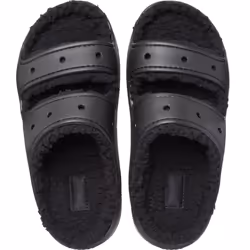 ) Crocs Classic Cozzzy Thermoplastic Women's Black Sandals - Black, 5 (Adults'