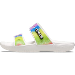 crocs Unisex-Adult classic Tie Dye Two-Strap Sandals  WhiteSpray Dye