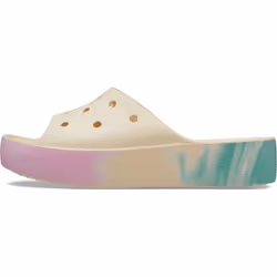 Crocs Women's Classic Slide | Platform Sandals Vanilla/Multi Numeric_9