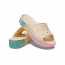 Crocs Women's Classic Slide | Platform Sandals Vanilla/Multi Numeric_9