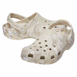 ) Crocs Classic Marbled Thermoplastic Bone/Multi Clogs - White, 7 (Adults'