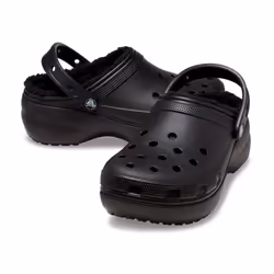 Crocs Women's Classic Platform Lined Clogs  Black  Numeric_8