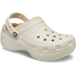 ) Crocs Classic Platform Lined Thermoplastic Women's Bone Clogs - White, 4 (Adults'