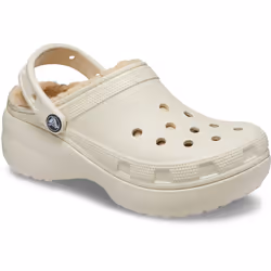 ) Crocs Classic Platform Lined Thermoplastic Women's Bone Clogs - White, 5 (Adults'