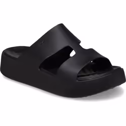 ) Crocs Getaway Platform H-Strap Thermoplastic Women's Black Slides - Black, 7 (Adults'