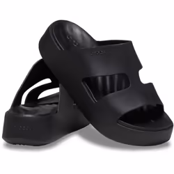 ) Crocs Getaway Platform H-Strap Thermoplastic Women's Black Slides - Black, 7 (Adults'