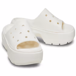 ) Crocs Stomp Slide Thermoplastic Chalk Slides - White, 5 (Adults'