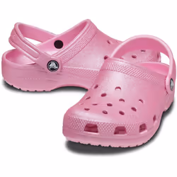 ) Crocs Classic Glitter Thermoplastic Pink Tweed Glitter Loafers - Pink, 4 (Adults'