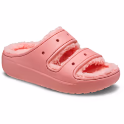 ) Crocs Classic Cozzzy Thermoplastic Women's Hot Blush Sandals - Red, 4 (Adults'