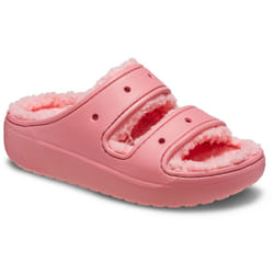 ) Crocs Classic Cozzzy Thermoplastic Women's Hot Blush Sandals - Red, 4 (Adults'