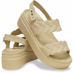 ) Crocs Brooklyn Woven Thermoplastic Women's Chai Sandals - Cream, 6 (Adults'