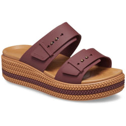 ) Crocs Brookly Buckle Low Thermoplastic Women's Dark Clay Sandals - Brown, 4 (Adults'