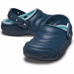 ) Crocs Classic Lined Overpuff Thermoplastic Women's Nightfall Clogs - Blue, 5 (Adults'
