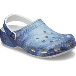 ) Crocs Classic Denim Thermoplastic Moonlight Clogs - White, 3 (Adults'