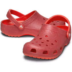 ) Crocs Classic Glitter Thermoplastic Cherry Red Clogs - Red, 8 (Adults'