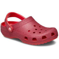 ) Crocs Classic Glitter Thermoplastic Cherry Red Clogs - Red, 4 (Adults'