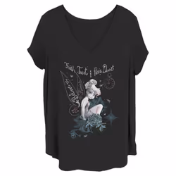 Disney Women's Tinkerbell Tink in Fairy Land Junior's Plus Short Sleev