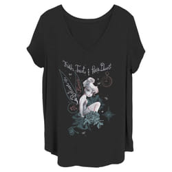 Disney Women's Tinkerbell Tink in Fairy Land Junior's Plus Short Sleev