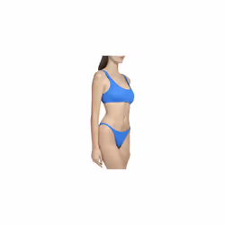 Calvin Klein Womens Standard Sporty Bra Top Removable Soft Cups Skinny Strap Bikini Bottom 2 Piece Set  Lapis Blue Silky Rib
