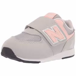 New Balance Kid's 574 V1 New-b Hook and Loop Sneaker Rain Cloud/Pink Haze 2 Wide Infant