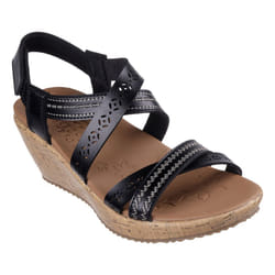 Skechers Women's Cork Wedge Sandal  Black  5
