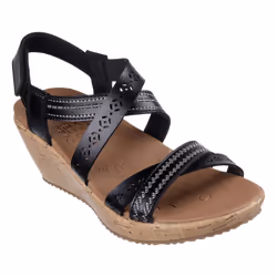 Skechers Women's Cork Wedge Sandal  Black  5