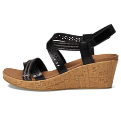 Skechers Women's Cork Wedge Sandal  Black  8