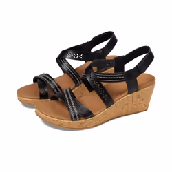 Skechers Women's Cork Wedge Sandal  Black  8