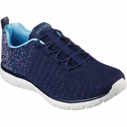 ) Skechers Virtue Textile Women's Navy/Blue Trainers - Blue, 3 (Adults'