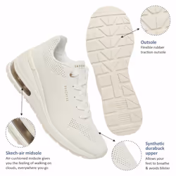 Skechers Women's Million Elevated Air Sneaker  White  8.5