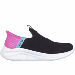 Skechers Kids Ultra Flex 3.0 Fresh Time Slip On Memory Foam Trainers Sneakers - 10K UK, Black