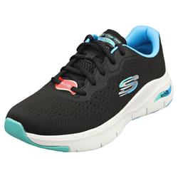 Skechers Arch Fit Vegan Womens Fashion Trainers in Black Blue - 6