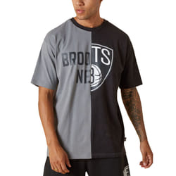 New Era Mens Brooklyn Nets NBA Split Graphic Crew Neck T-Shirt Tee Top - Black - M, Black