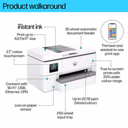 HP OfficeJet Pro 9720e Wireless All-in-One Color Printer, Two-sided printing; Copier, Scanner - Additional view 4