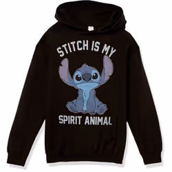 Disney Boy's Stitch Spirital Animal Hoodie Black Large