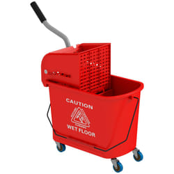 HOMCOM Mop Bucket with Wringer on Wheels for Floor Cleaning  21 Quart  Separate Dirty and Clean Water  Red