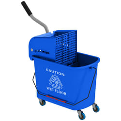HOMCOM Mop Bucket with Wringer on Wheels for Floor Cleaning  21 Quart  Separate Dirty and Clean Water  Blue